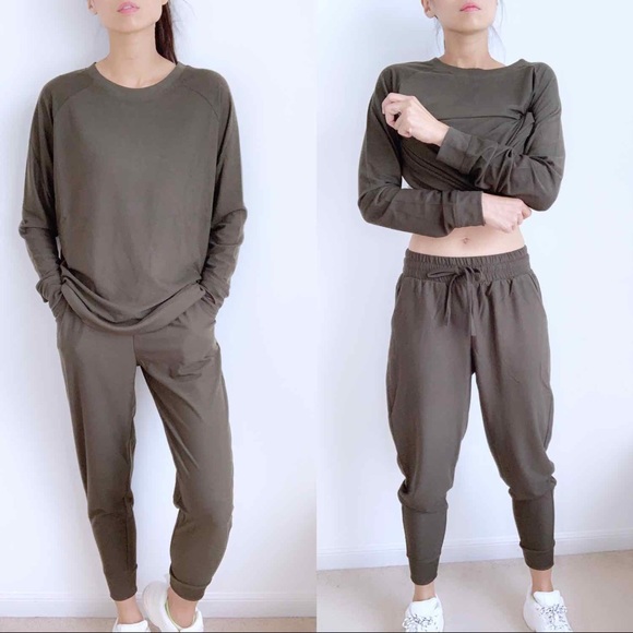 CHICBOMB Pants - EVERYDAY MATCHING JOGGER SET - OLIVE